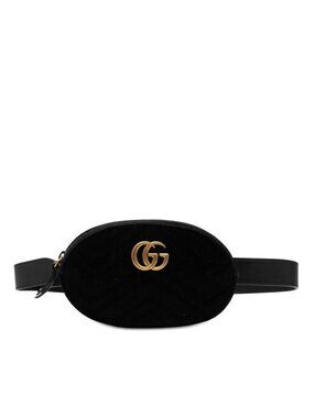 Gucci GG Marmont Quilted Body Bag Waist Black Velor